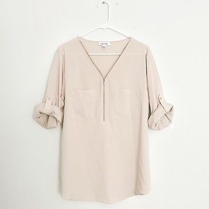 Calvin Klein Zip V-Neck Blouse